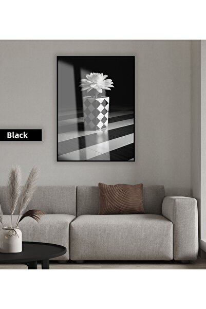 Harikabirev HARİKABİREV | FLORI DE VAZOL ALB-NEGRU MODEL 03 | TABLA DE STICLA...