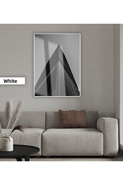 Harikabirev HARİKABİREV | MODEL BLACK&WHITE SKYDELEN 04 | TABLA DE STICLA TEMPLATA CU CADRU, SIMPLE, VERTICALA