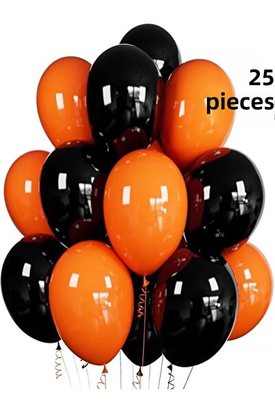Baloncu Dükkanı بالونات سوداء وبرتقالية لامعة لحفلات التخرج والخطوبة وأعياد ا...