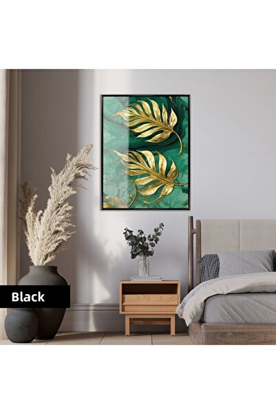 Harikabirev HARİKABİREV | MODEL DE PALMĂ DE AUR VERDE (SMARALD) | TABLA DE STICLA TEMPLATA CU CADRU, SIMPLE, VERTICALA