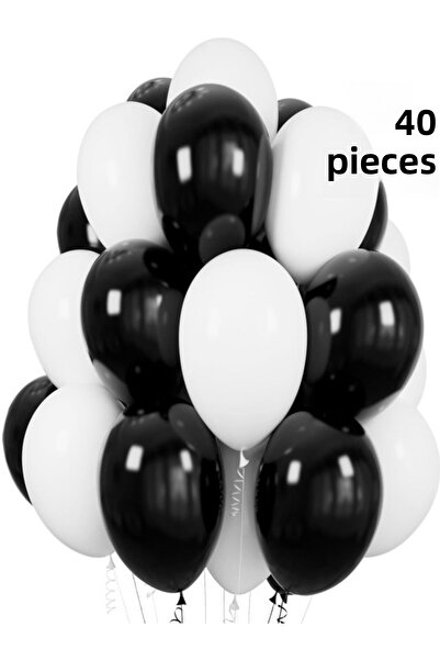 Baloncu Dükkanı بالونات باللونين الأبيض والأسود، بالون حفلات لامع للتخرج، الخ...