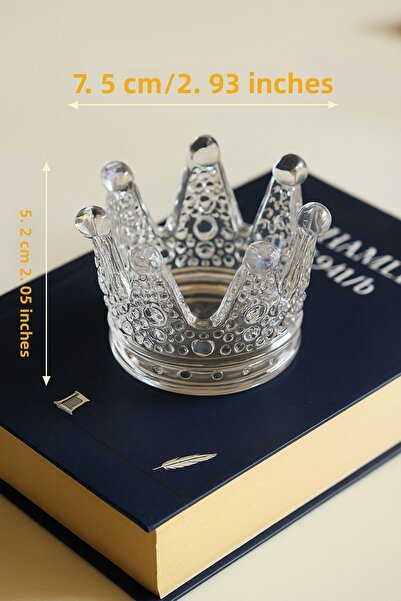 TOYFEST Crown Shape Glass Ashtray / Candle Holder / Brush Container Glass White Round Cn