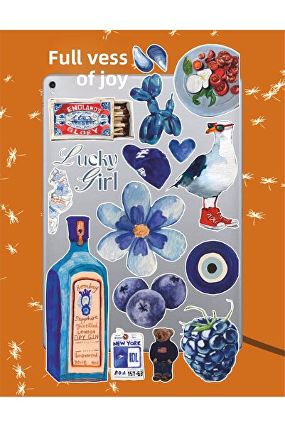 hediyenebak مجموعة ملصقات لاكي جيرل ريترو |   كمبيوتر محمول Ajanda دفتر ملاحظ...