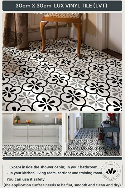 Technojet Αυτοκόλλητο Μοντέρνο Σχέδιο Κάλυμμα Τοίχου Δαπέδου Μπάνιου Κουζίνας 30cm×30cm (Συσκευασία 4)