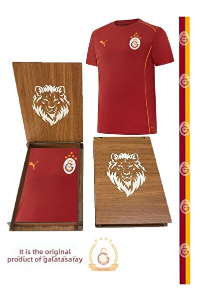 Galatasaray Licensed Red Puma a Team Training T-Shirt Gift Lion Wooden Boxed