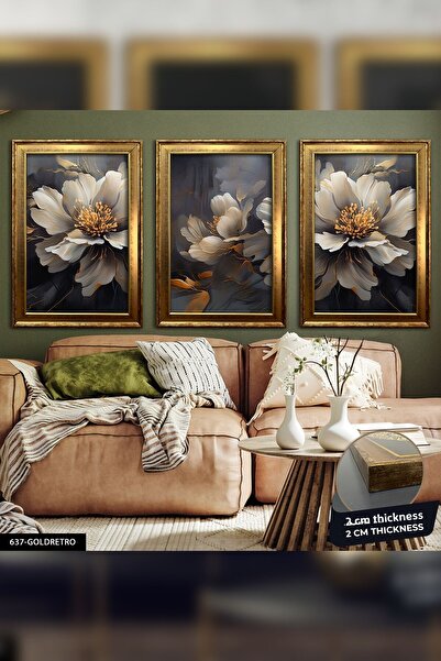 Evinemoda 3 bucăți de flori design artistic pictură CVPLK cu cadru