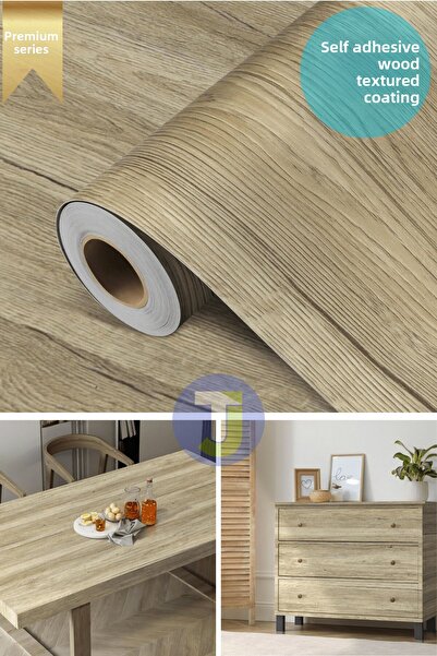 Technojet Self Adhesive Natural Wood Textured Wall Cabinet Table Kitchen Countertop Veneer 60cmX500cm