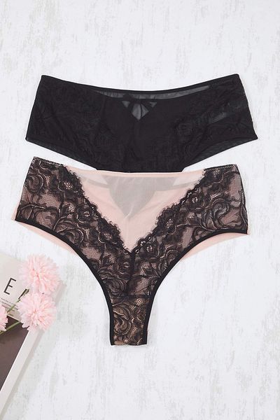 Trendyol Curve Multicolor 2-Pack Bow Lace Detail Sexy Plus Size Panties Tbbaw26Cm00002