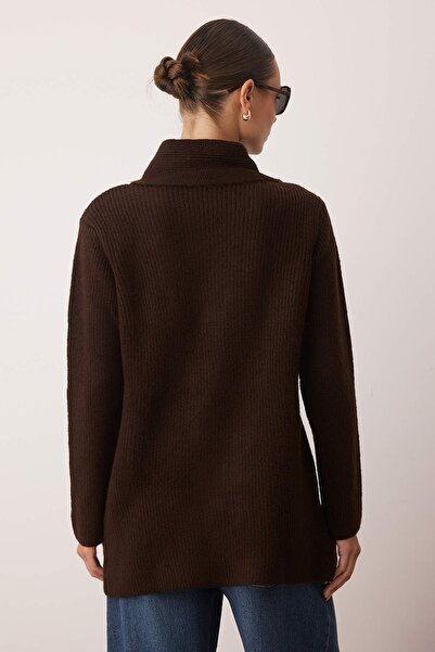 Trendyol Modest Καφέ Κασκόλ Σελανίκη Πλεκτό Ζακέτα TCTAW26TH00002