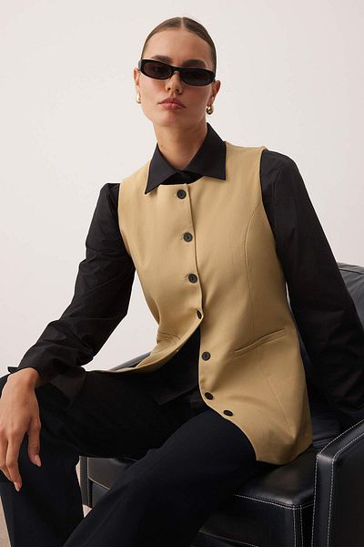 Trendyol Modest Mink Oxford Cotton Fabric Woven Vest Tctaw26Yl00000