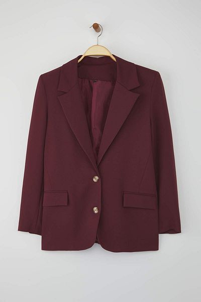 Trendyol Collection Limited Edition Burgundy Regular Lined Woven Blazer Jacket Twoaw23Bc00132