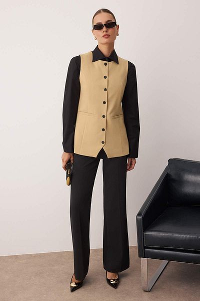 Trendyol Modest Mink Oxford Cotton Fabric Woven Vest Tctaw26Yl00000