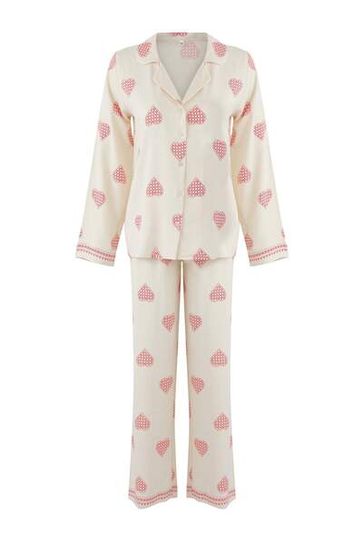 Trendyol Collection Ecru 100% Cotton Covered Woven Pajama Set Thmaw26Pt00025