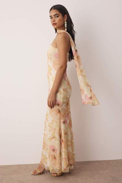 Trendyol Collection Multicolored Floral Knitted Tulle Maxi Evening Dress Night Homecoming Dress Tprss25Ae00194