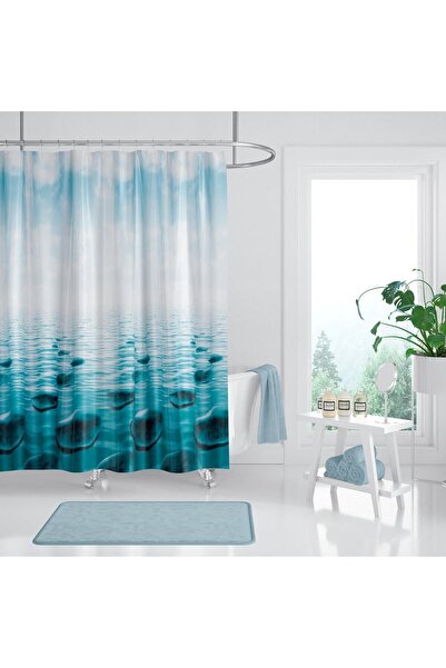 Tropikhome Duş Perdesi Seti, 12 Adet C Halka Hediyeli Banyo Perdesi-banyo Duş Perdeleri-banyo Aksesuarları