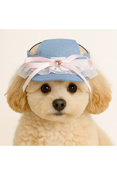 Dolce Pets Kedi Köpek Kıyafeti/Taşlı Kot Şapka