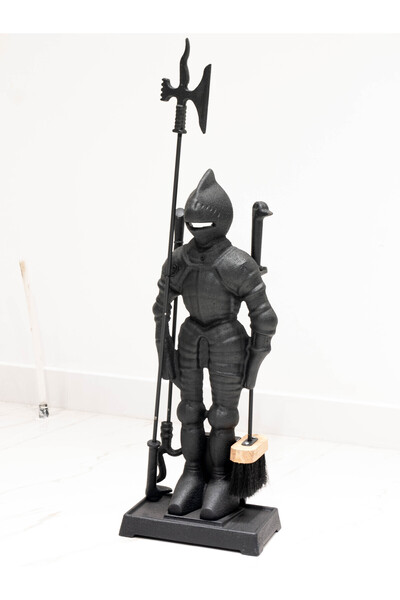 VAV Mühendislik Şömine Odun Kovası+şövalye Maşa Takımı Set