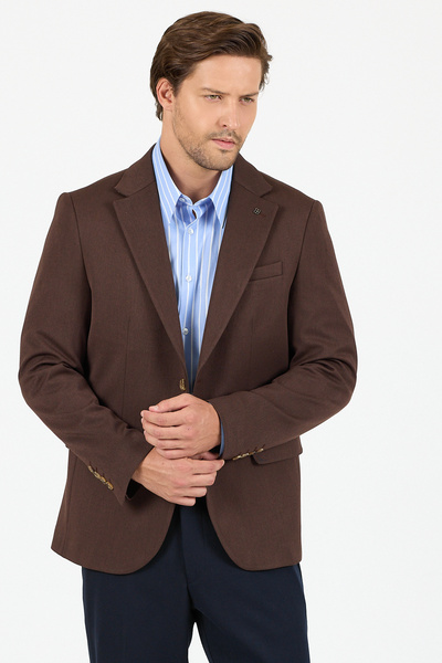 Frappoli Rollex Men's Coffee Lycra Fabric 2026 Winter Sports Blazer Jacket