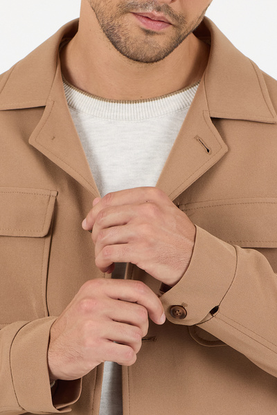 Frappoli Viana Men's Dark Mink Overshirt Lycra Sports Jacket