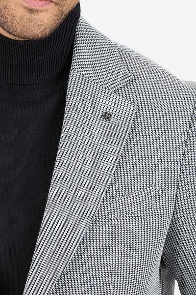 Frappoli Yumas Men's Light Navy Blue Stretching Lycra Cotton Blended Knitted Fabric Sports Blazer Jacket