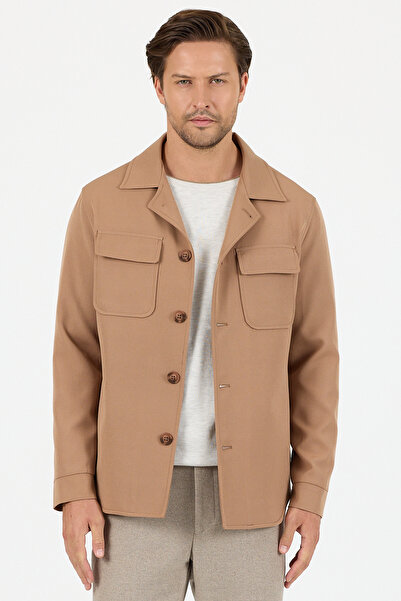 Frappoli Viana Men's Dark Mink Overshirt Lycra Sports Jacket