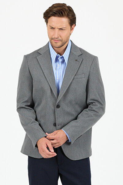 Frappoli Rollex Erkek Orta Gri Likralı Kumaşlı 2026 Kış Spor Blazer Ceket