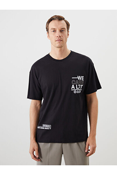 LC Waikiki RMZ GİYİM FARKIYA تي شيرت رجالي من القطن الممشط مطبوع عليه ياقة روبا