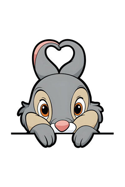 CanCo Store Sevimli Tavşan Sticker 12,5x12,5 Cm Su Geçirmez Yüksek Çözünürlük...