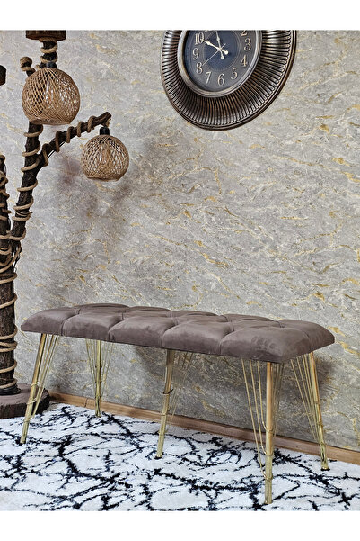 ZAFİR Metal Gold Tel Ayaklı 100 cm Puf Bench - Puf - Bench - Oturak - Mutfak ...