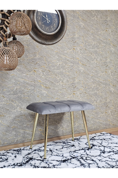 ZAFİR Gold Sivriltme Ayaklı 60 cm Puf Bench - Puf - Bench - Oturak - Mutfak Oturağı - Antre Oturağı