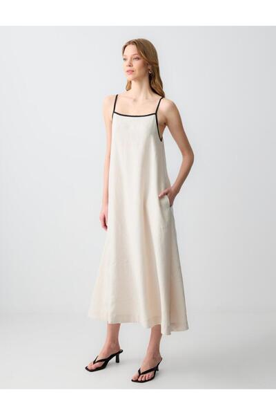 Jimmy Key Stone Loose Halter Neck Linen Dress