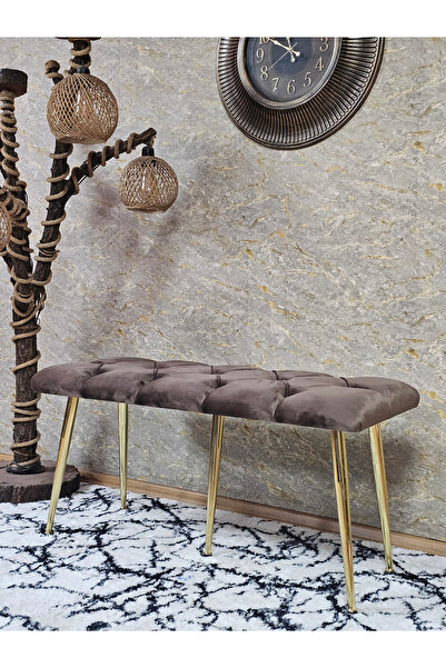 ZAFİR Gold Metal Yeşil Oturaklı Sivriltme Ayaklı Babyface Puf & Bench & Oturak