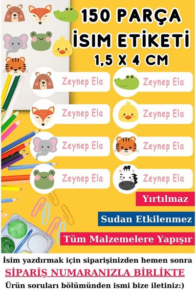 Think And Print Okul Etiketi Hayvan Figürlü Kalem Defter Etiketi Özel Isim Ya...