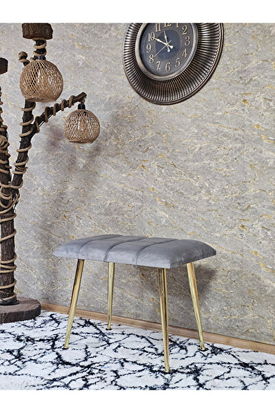 ZAFİR Gold Sivriltme Ayaklı 60 cm Puf Bench - Puf - Bench - Oturak - Mutfak Oturağı - Antre Oturağı