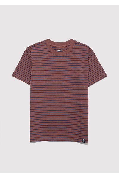 Mavi Brown Striped T-Shirt Loose Fit / Loose Relaxed Fit 6610390-90787