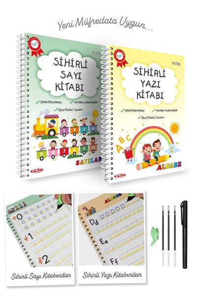 ESOKAL Eso Sihirli Yazı Ve Sayı Kitabı - Eğitici Ve Eğlenceli Aktivite Kitabı - Oluklu- (3-7 Yaş )