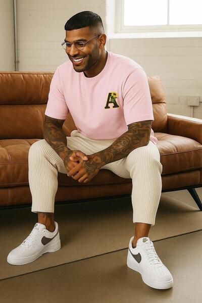 BENROMA Μπλουζάκι Unisex μεγάλου μεγέθους με τυπωμένο γράμμα