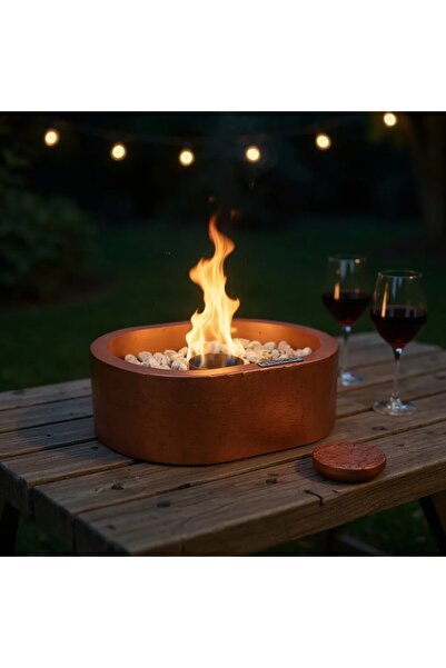BASSDEKOR Grămadă de foc din beton cupru - Design oval