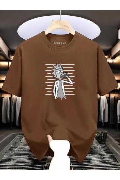 BENROMA Tricou negru oversize cu imprimeu barbatesc