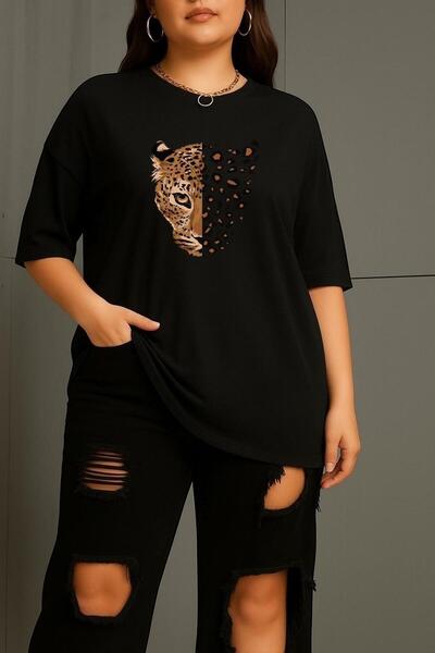 BENROMA Μπλουζάκι Unisex με στάμπα Leopard Plus Size