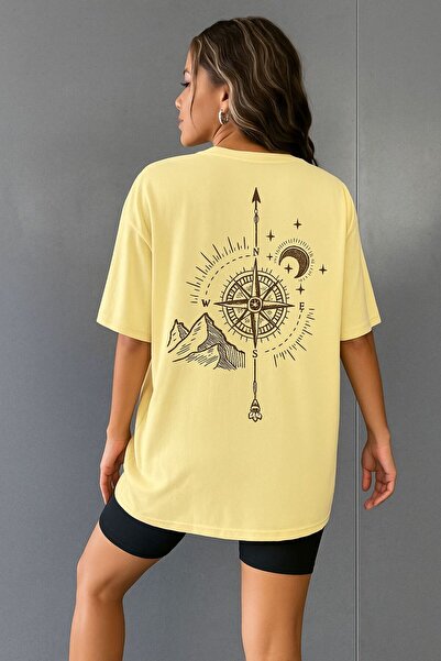 BENROMA Pusula Baskılı Oversize Unisex Tişört
