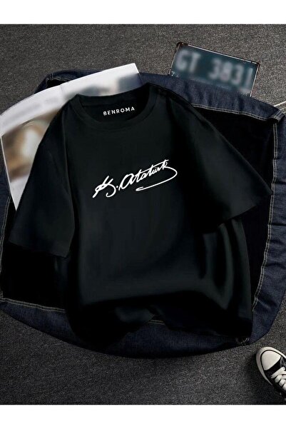 BENROMA Oversıze Atatürk Baskılı Unısex Tisort Baskılı