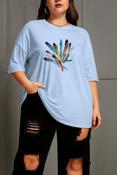 BENROMA Μπλουζάκι Unisex με πολύχρωμο στάμπα με πούπουλα