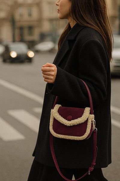 Katusa Nubuck Burgundy Strap Baguette Bag