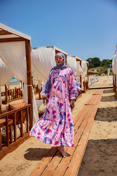 LOCCO Women's Mixed Pattern Dress Fuchsia