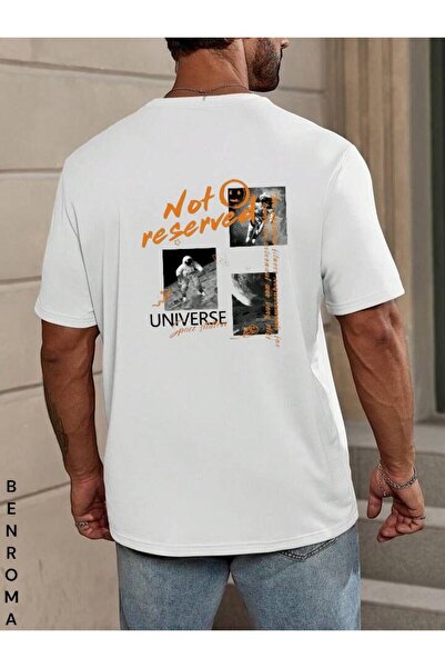 E-ROMA Tricou unisex imprimat pe spate supradimensionat