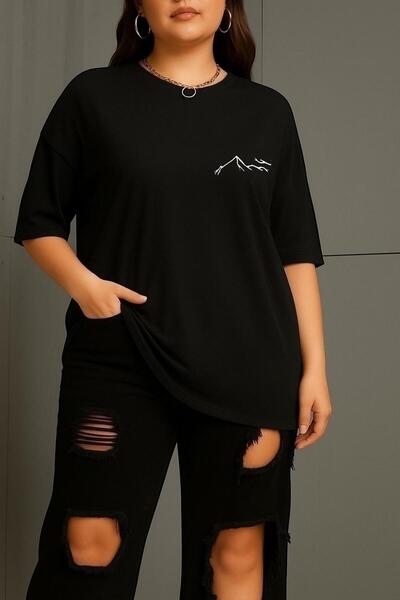 BENROMA Μπλουζάκι Unisex με στάμπα βουνού Plus Size