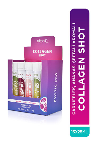 Vitanil's Nutrition خلطة كولاجين شوت الاستوائية (خوخ، أناناس، فيتامين سي بنكه...