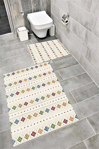 Bordo Halı Su Emici Yumuşak Kaymaz Taban Sünger Dolgulu Pamuksu Doku Yıkanabilir Dekoratif Banyo Paspası 1241