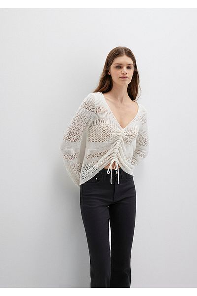 Mavi Lace-Up Ecru Knitwear Top 1710758-70057